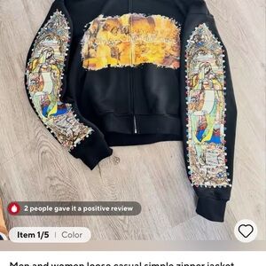 Black Hoodie with Vibrant Graphic Sleeves